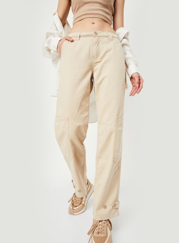 Women Solid Cargo Trousers