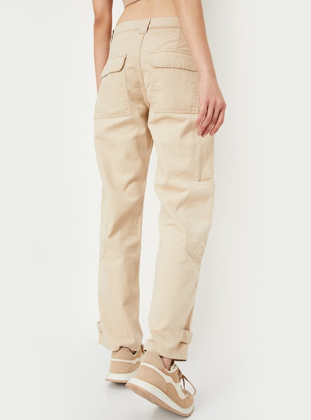 Women Solid Cargo Trousers