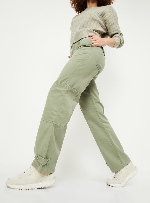 Women Solid Cargo Trousers