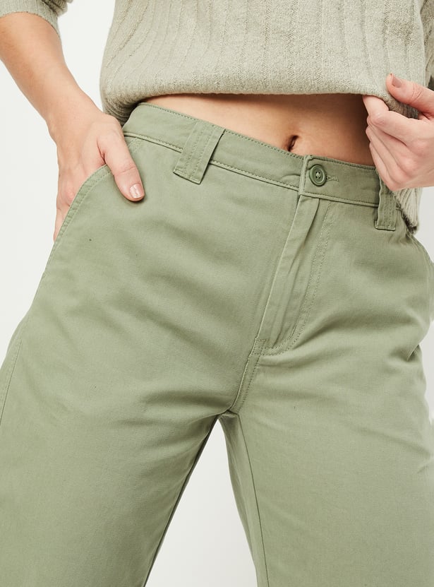 Women Solid Cargo Trousers