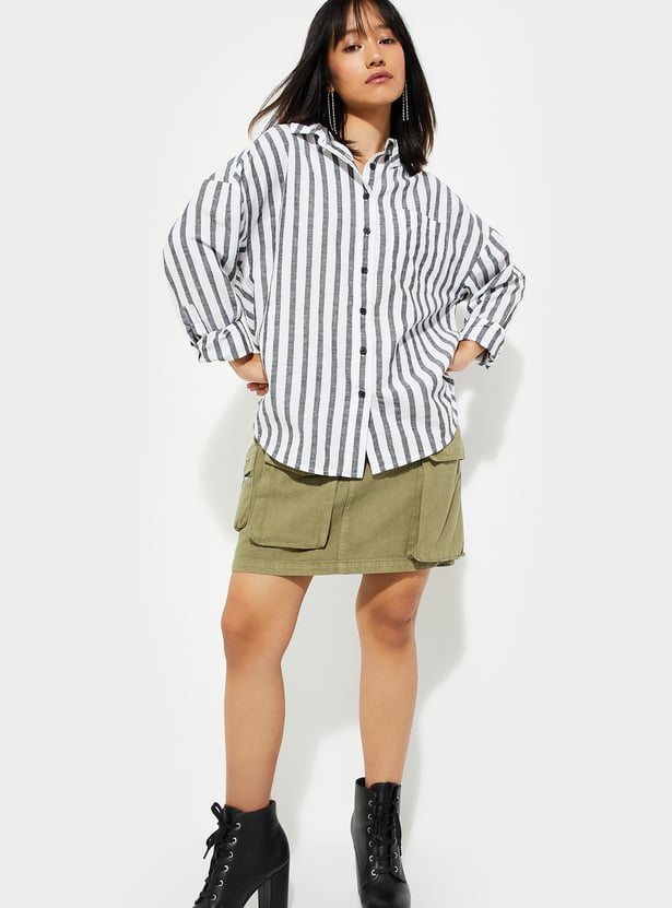 ALAYA F x URB_N Women Striped Yarn Dyed Shirt