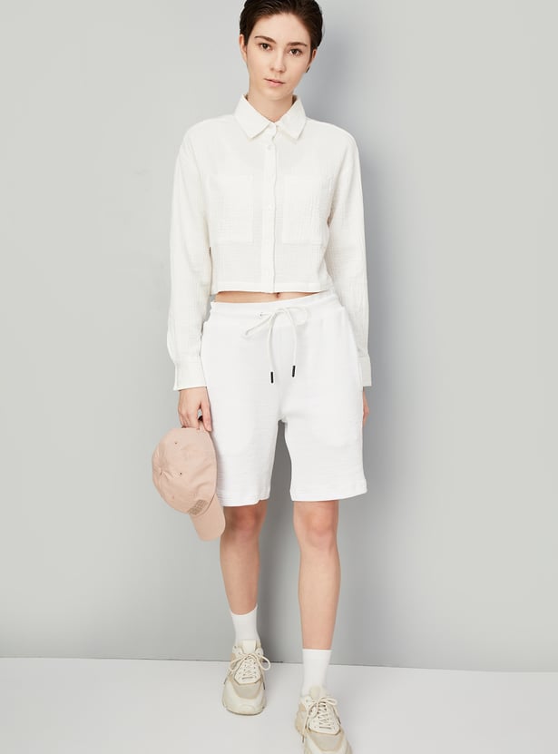 Women Crinkled Cropped Shirt