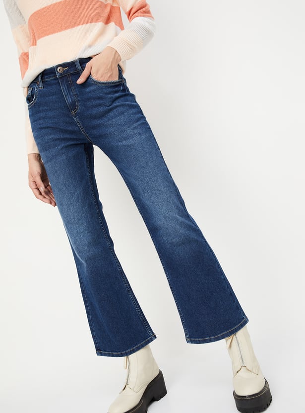 Women Washed Kick Flare Jeans