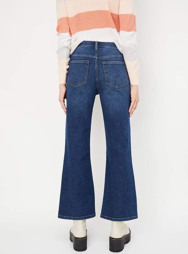 Women Washed Kick Flare Jeans