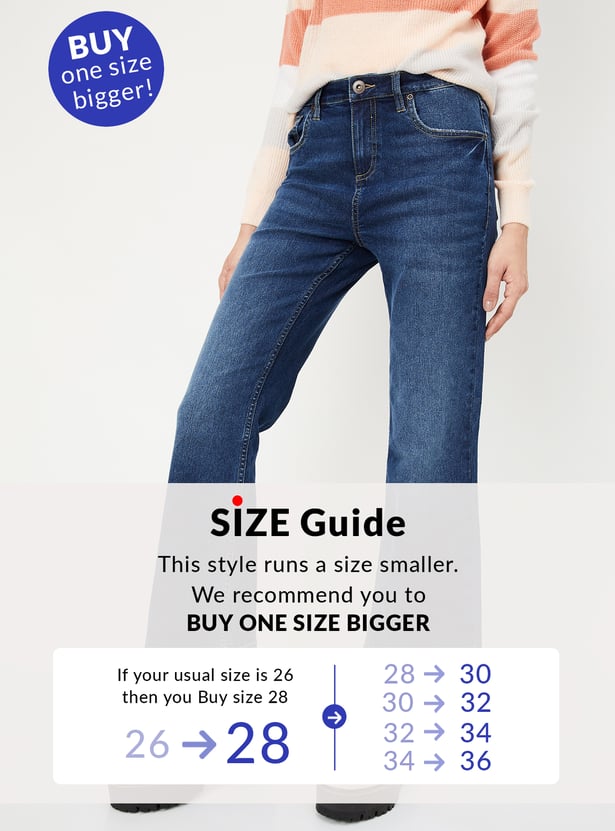 Women Washed Kick Flare Jeans