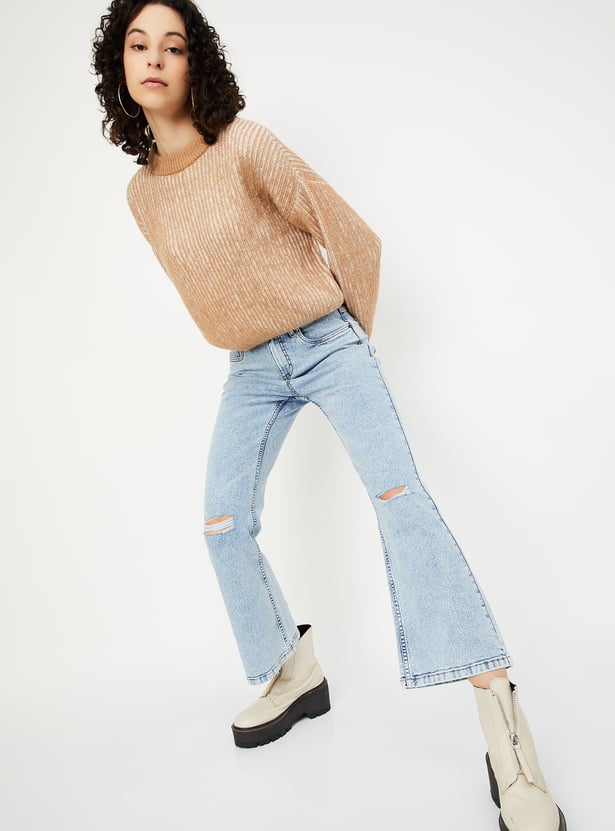Women Washed Kick Flare Jeans