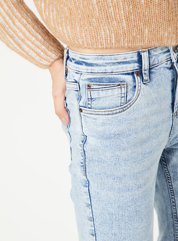 Women Washed Kick Flare Jeans