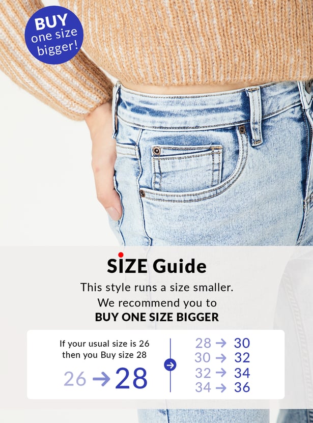 Women Washed Kick Flare Jeans