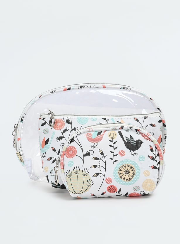 Women Printed Vanity Pouch - Pack of 3