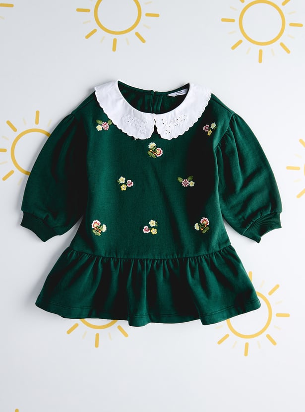 Girls Embroidered Peterpan Collar Dress