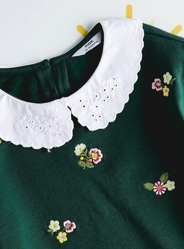 Girls Embroidered Peterpan Collar Dress