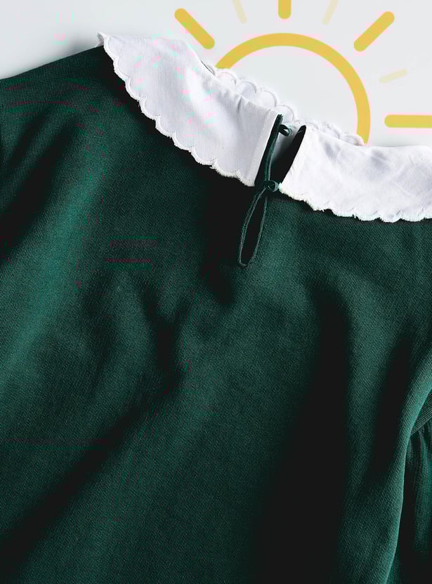 Girls Embroidered Peterpan Collar Dress