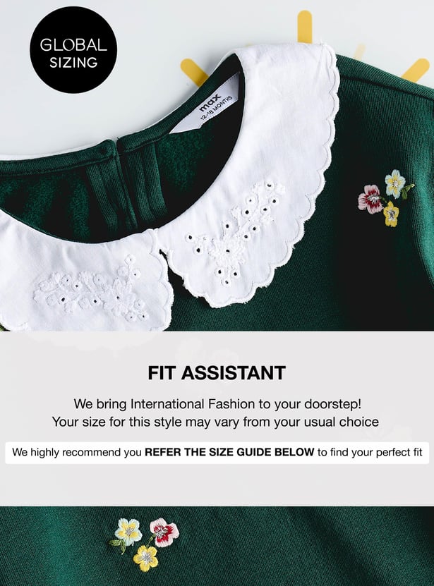 Girls Embroidered Peterpan Collar Dress