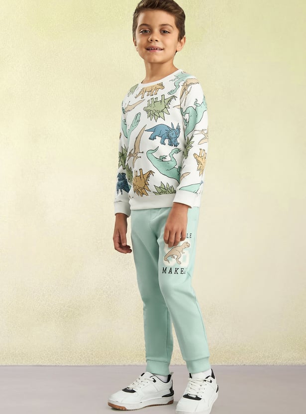 Boys Dinosaur Print Sweatshirt & Joggers Set