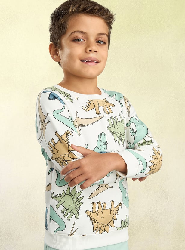 Boys Dinosaur Print Sweatshirt & Joggers Set