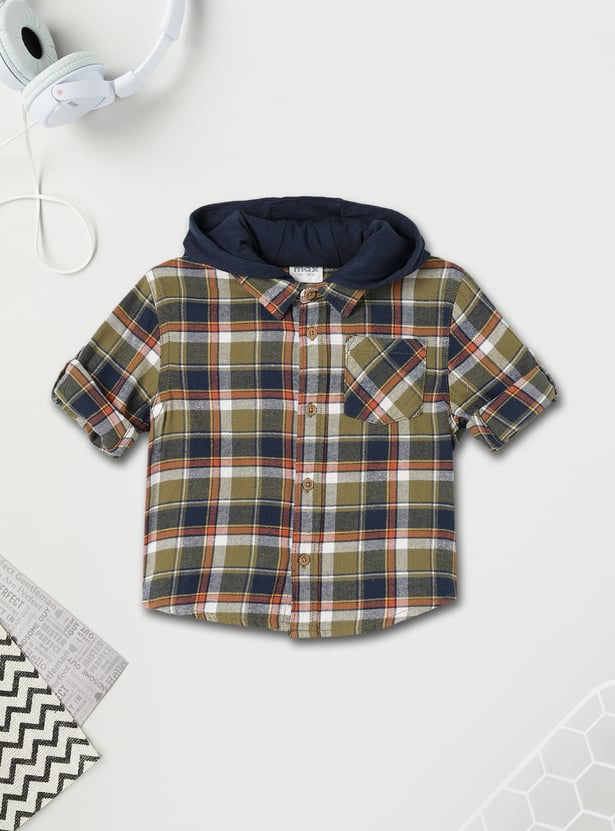 Boys Checked Shirt with Hood