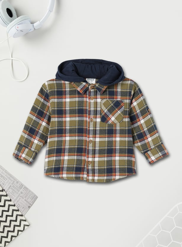 Boys Checked Shirt with Hood