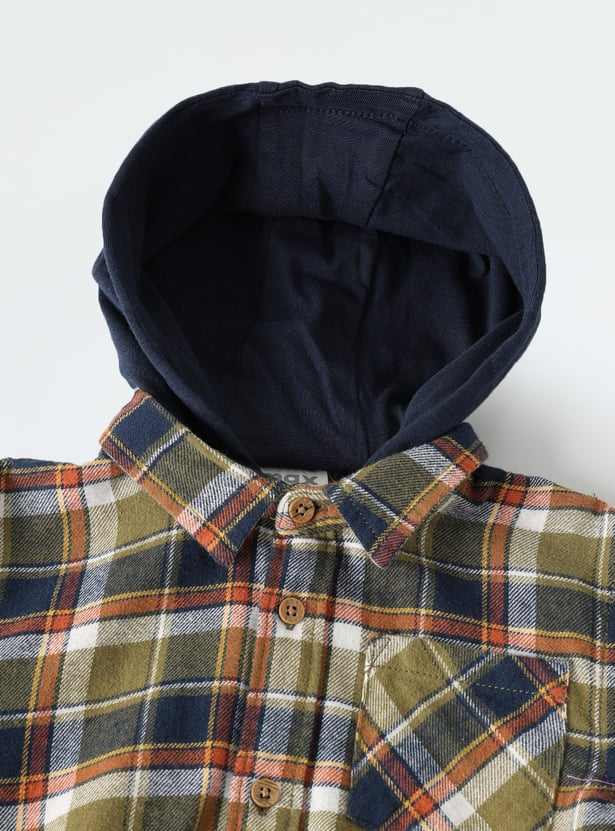 Boys Checked Shirt with Hood