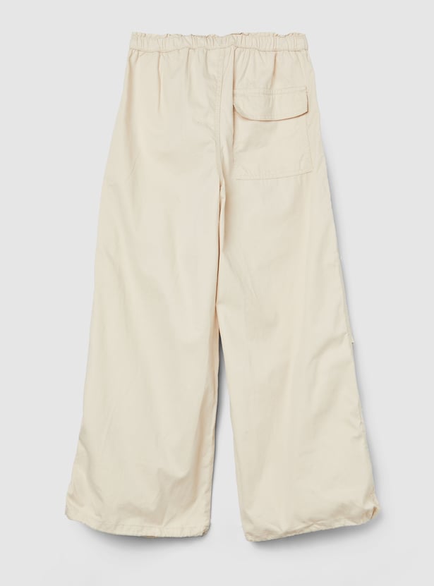 Girls Solid Cargo Parachute Trousers