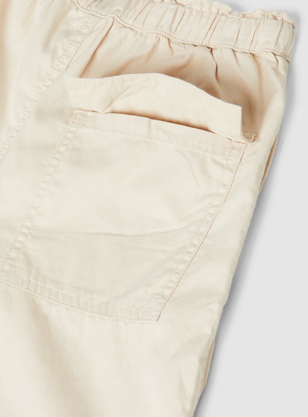 Girls Solid Cargo Parachute Trousers