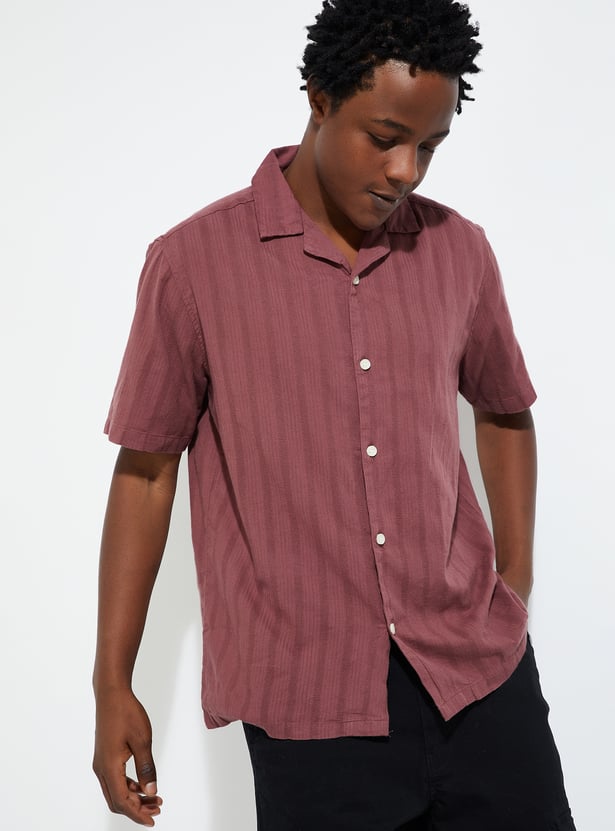 URB_N Men Oversized Striped Resort Shirt