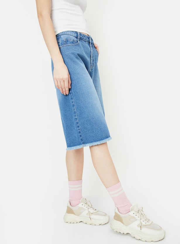 Women Washed Denim Shorts