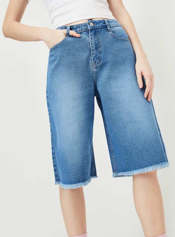 Women Washed Denim Shorts