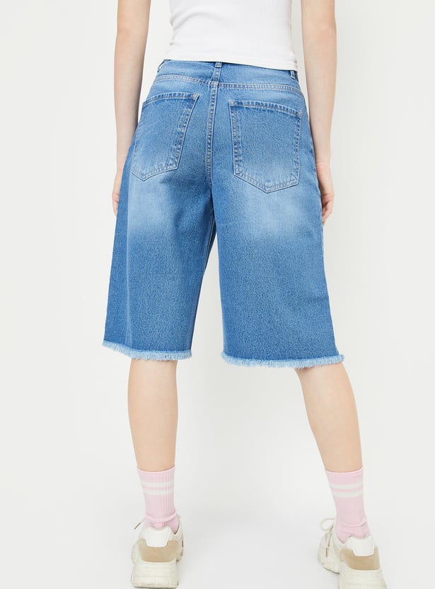 Women Washed Denim Shorts