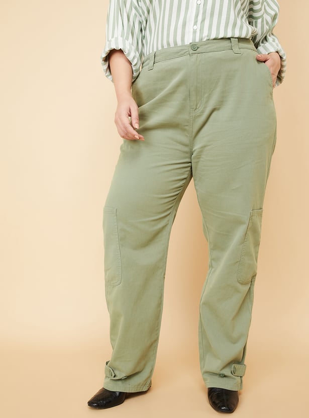 Women Solid Cargo Trousers