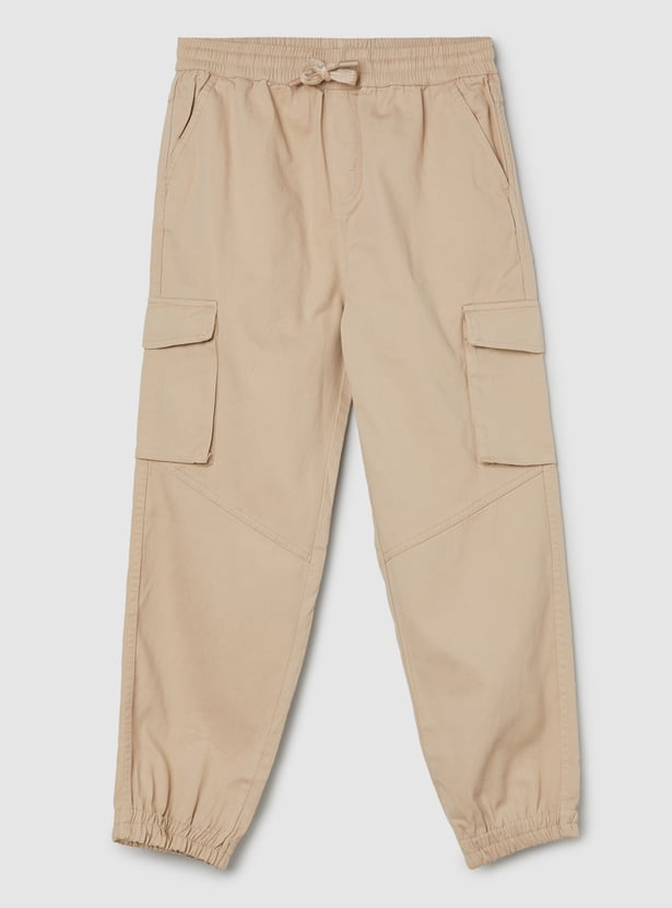 Boys Solid Cargo Joggers