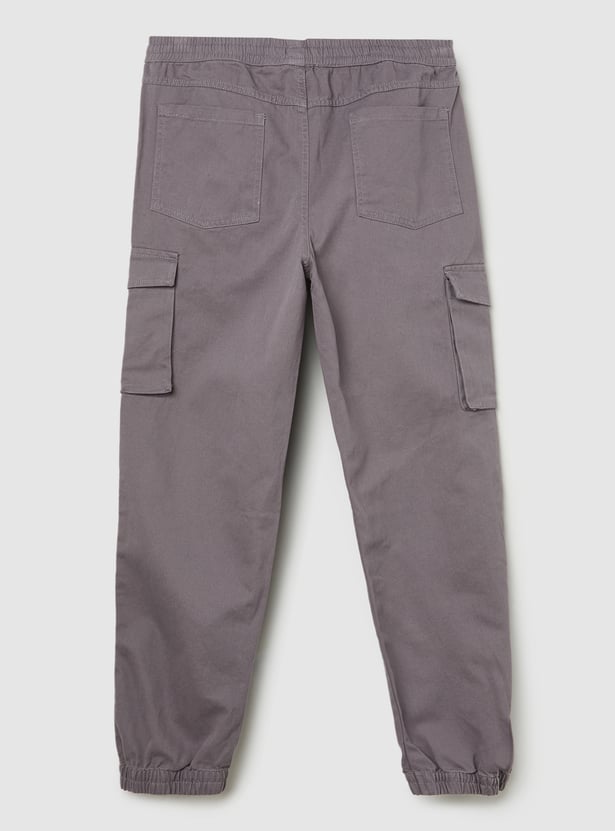 Boys Solid Cargo Joggers