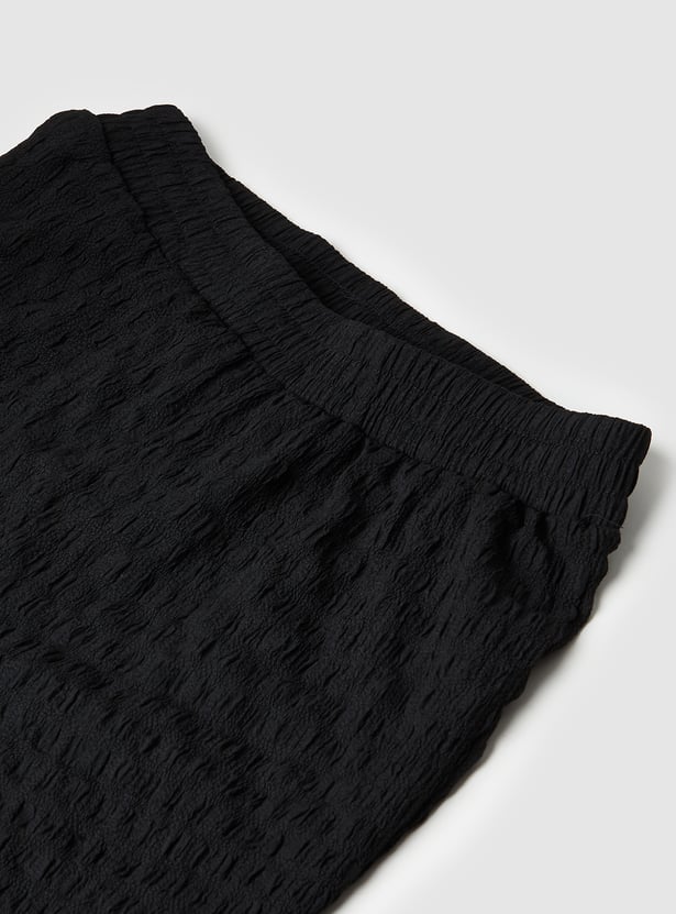 Girls Textured Wide Leg Trousers