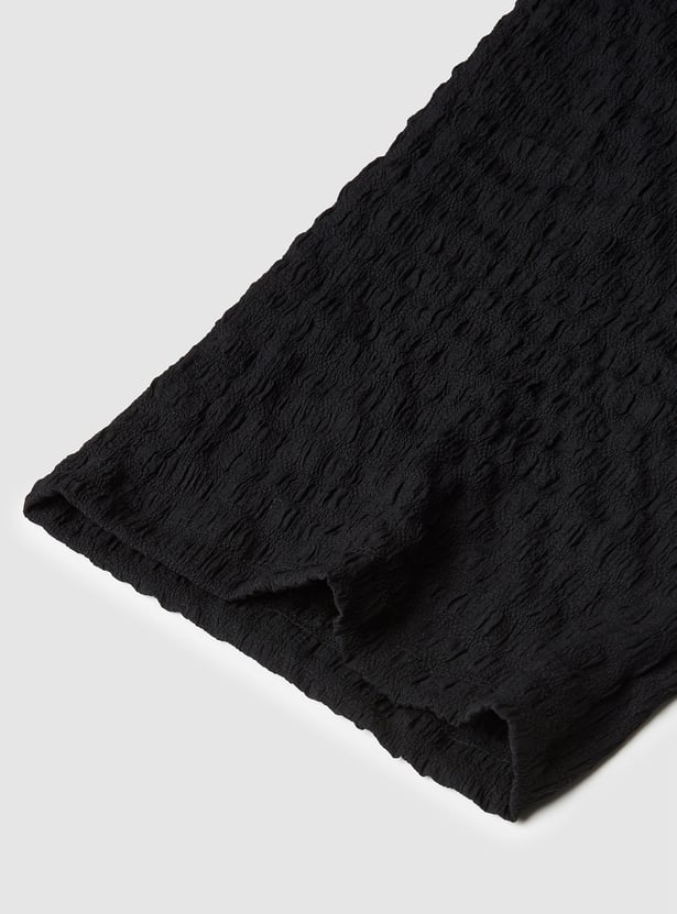 Girls Textured Wide Leg Trousers