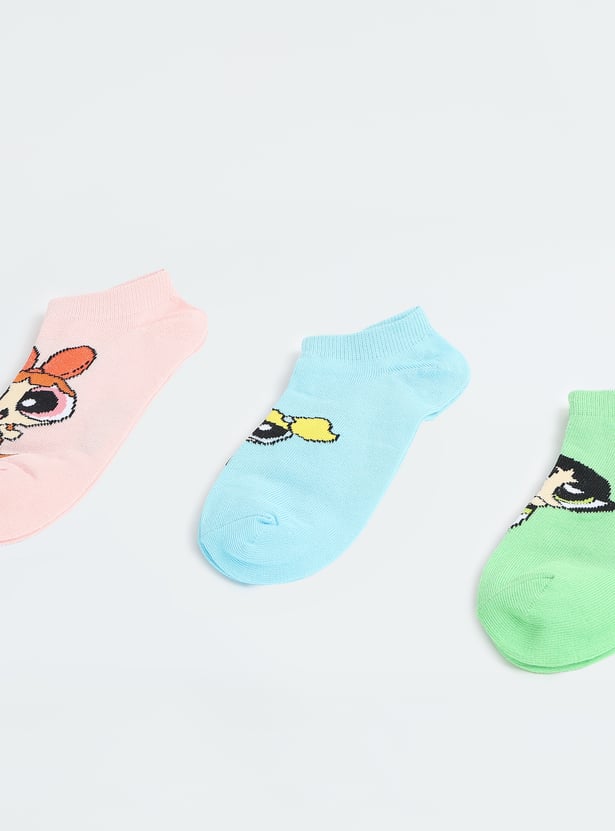 Girls Powerpuff Girls Printed Socks - Pack of 3