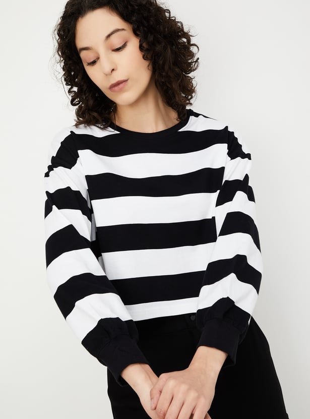 Women Striped Cropped T-shirt