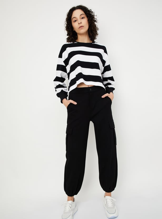 Women Striped Cropped T-shirt