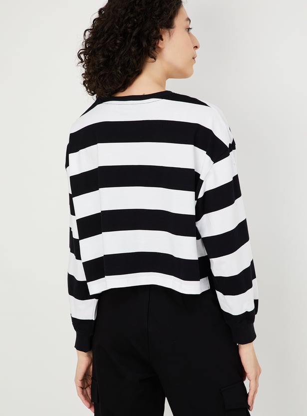 Women Striped Cropped T-shirt