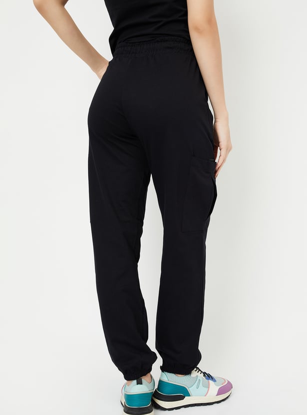 Women Solid Athleisure Cargo Joggers