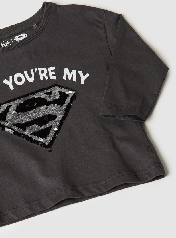 Boys Superman Sequinned T-shirt