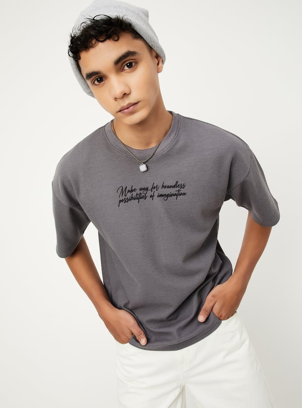 トップス c-boy style Minimal Hype (No.139) Buy Boys Embroidered Oversized T-shirt Online at just Rs. 299.0