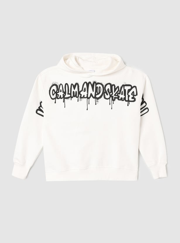 Boys Printed Oversized Hooded Sweatshirt