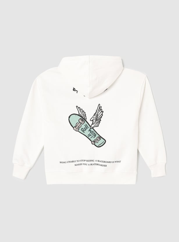 Boys Printed Oversized Hooded Sweatshirt