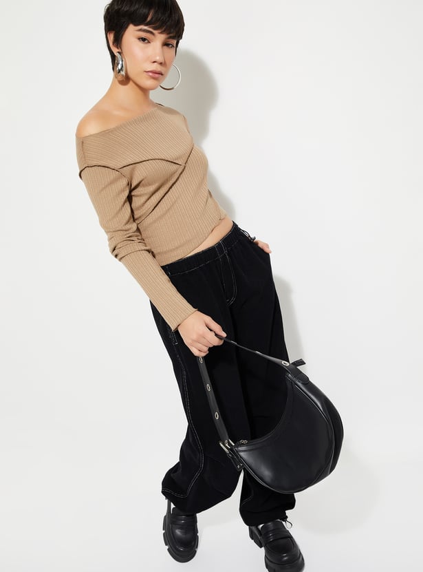 ALAYA F x URB_N Women Ribbed Crop Top