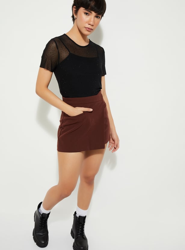 ALAYA F x URB_N Women Embellished Mesh Top