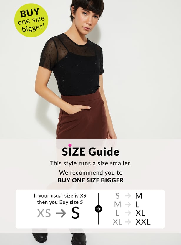 ALAYA F x URB_N Women Embellished Mesh Top