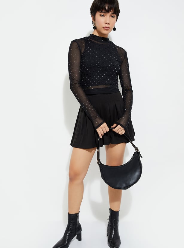 ALAYA F x URB_N Women Embellished Mesh Top