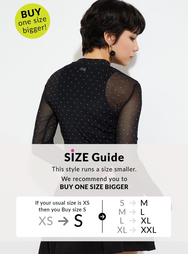 ALAYA F x URB_N Women Embellished Mesh Top