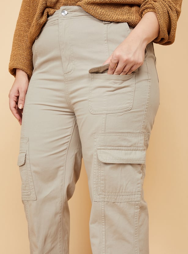 Women Solid Cargo Trousers