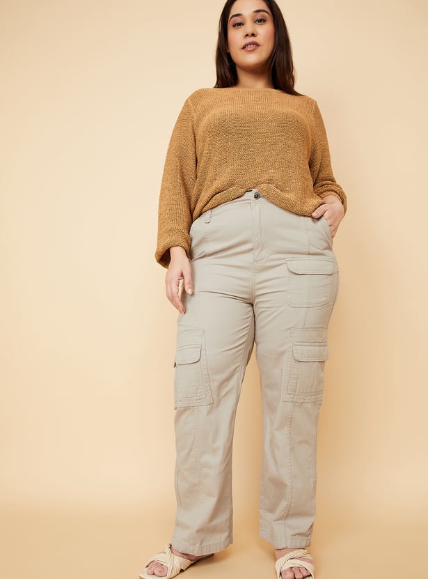 Women Solid Cargo Trousers