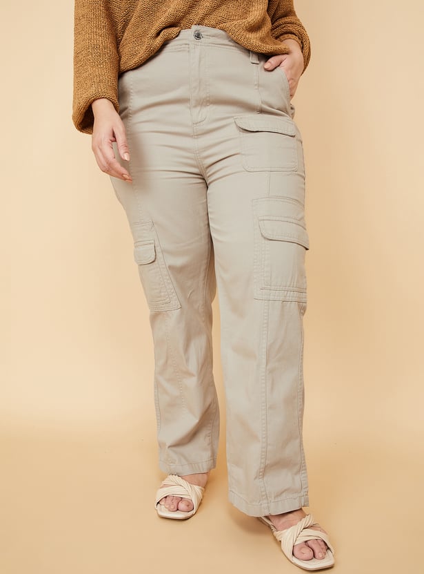 Women Solid Cargo Trousers
